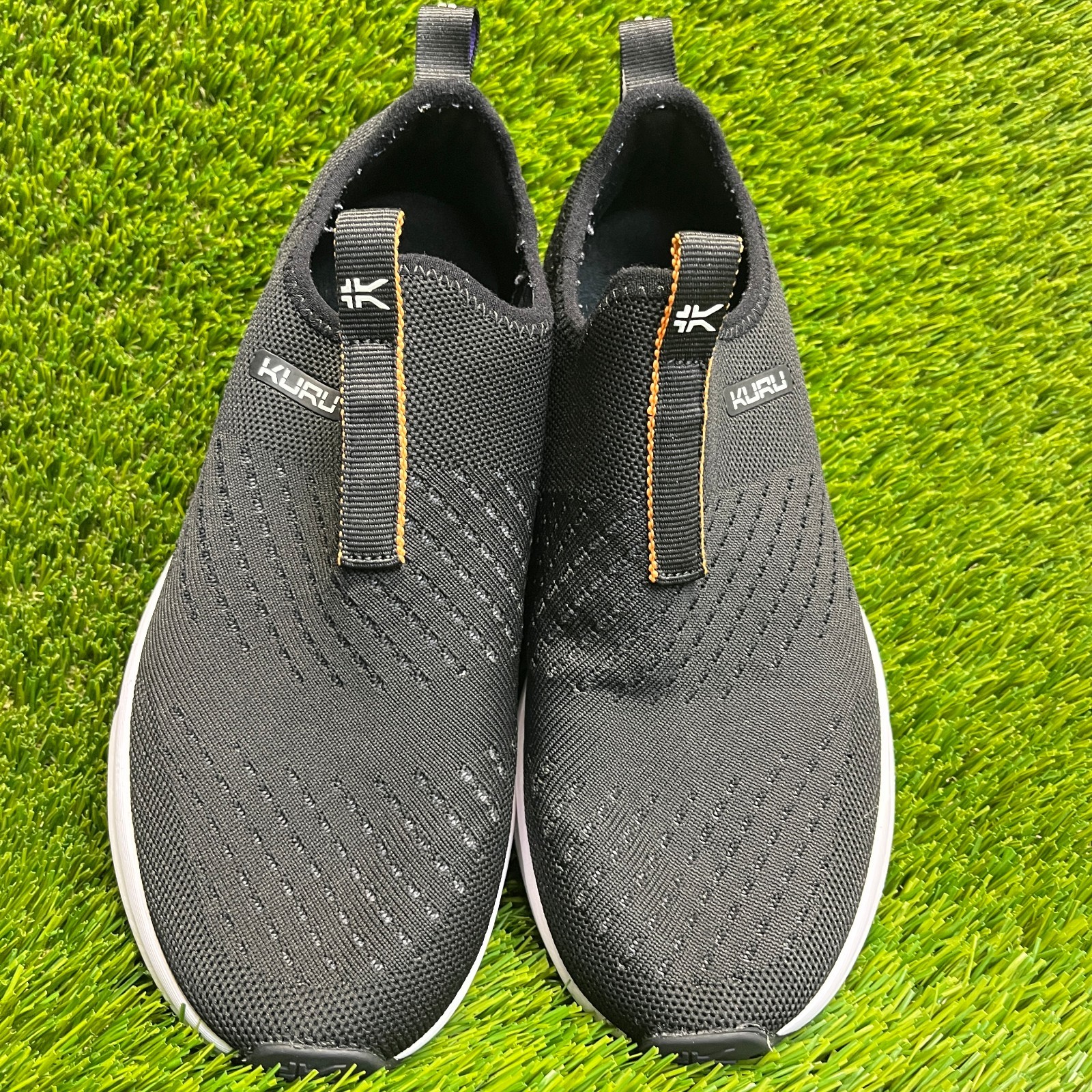 Kuru Atom Womens Size 8.5 Black White Athletic Walking Slip On Shoes Sneakers
