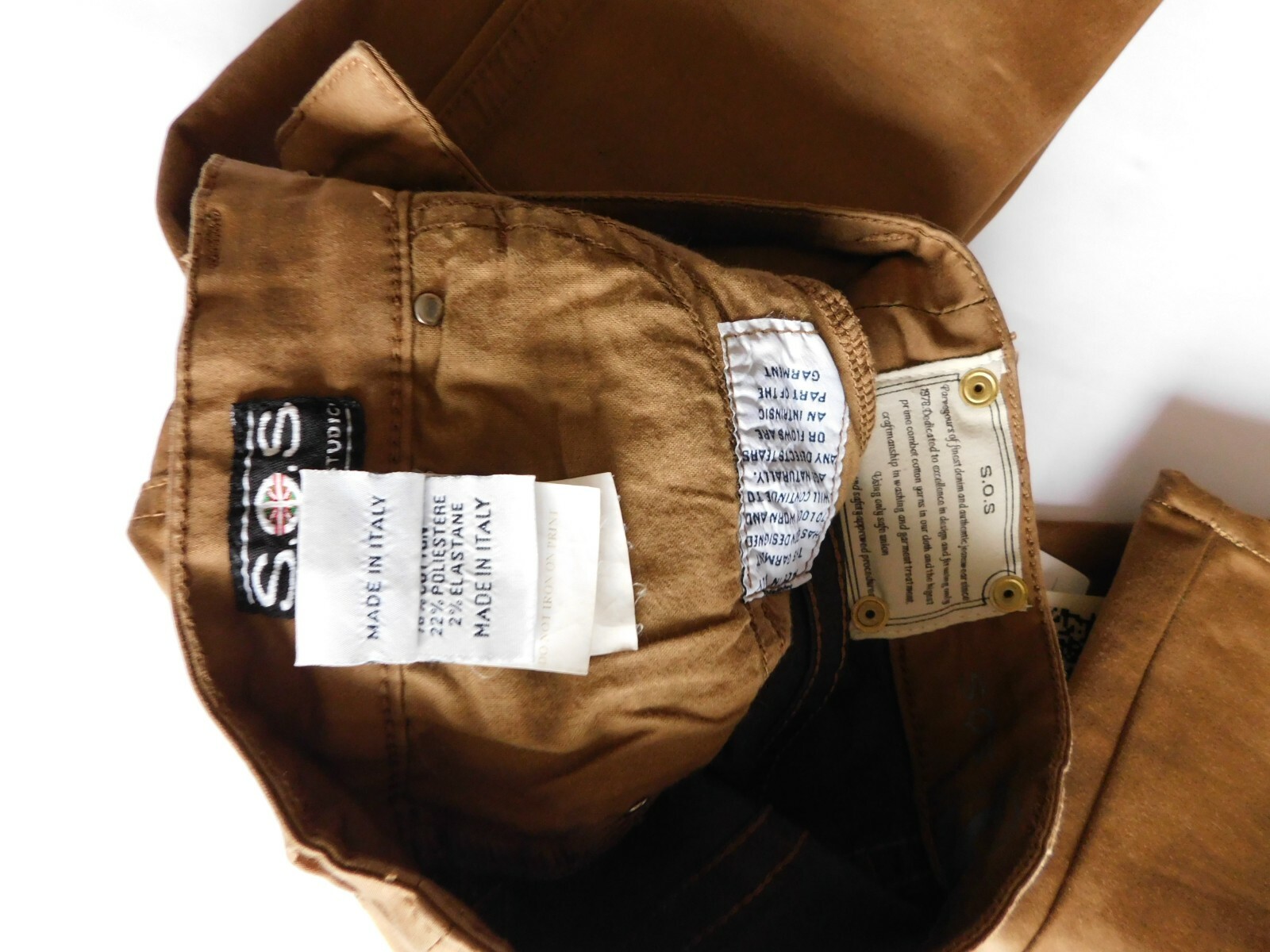 SOS BY ORZA STUDIO LOW RISE JEANS SIZE 27, in bronze