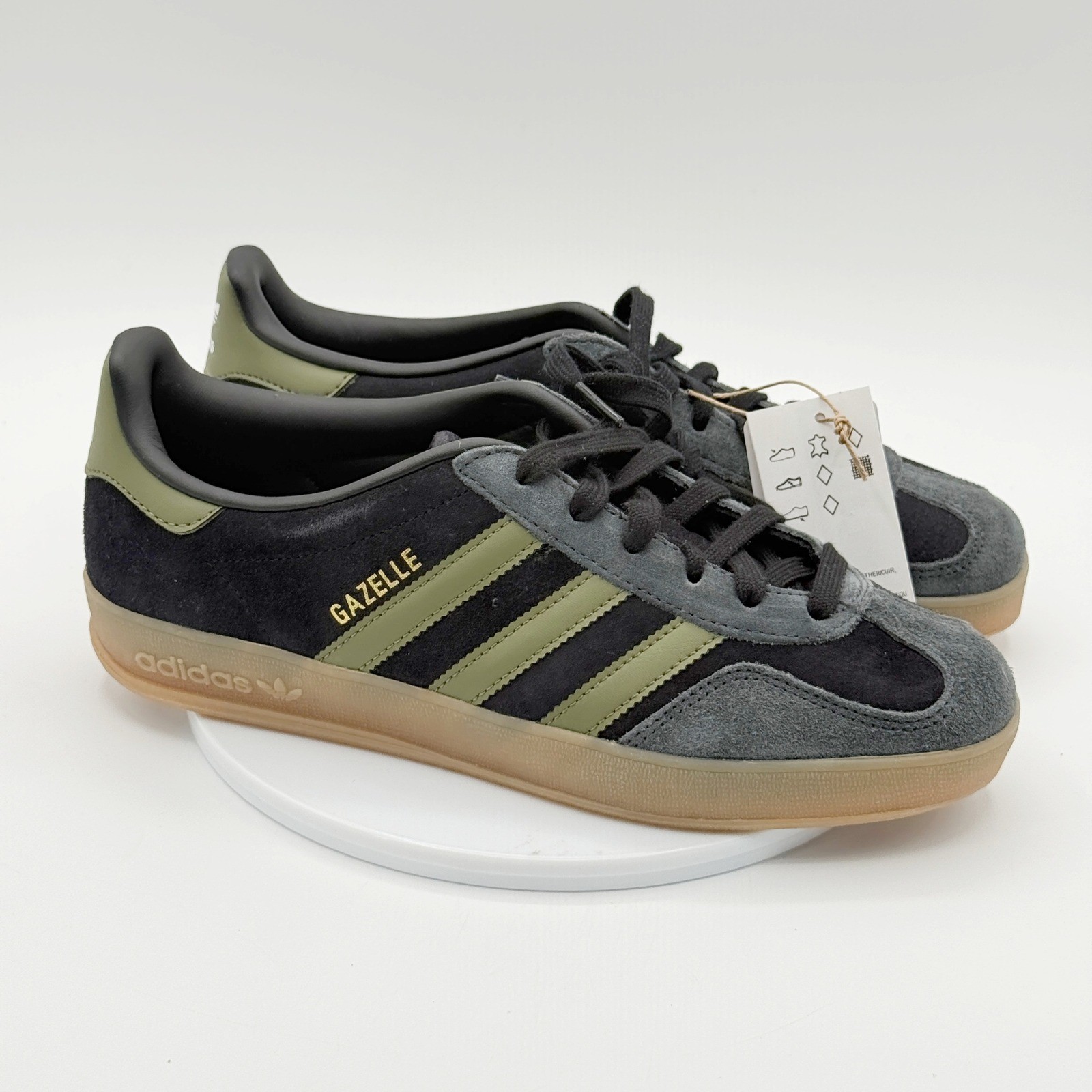 Adidas Gazelle Indoor Size 7.5 Mens Black Olive Carbon JQ8399 – NEW