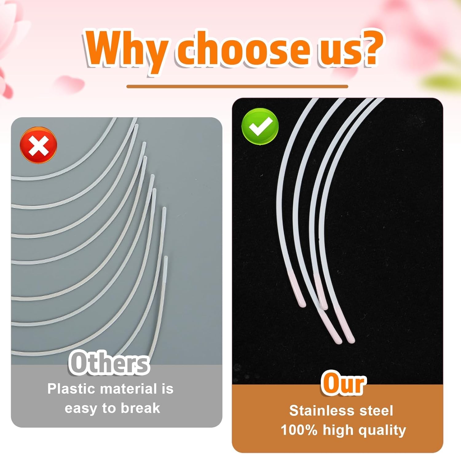 16 Pairs Bra Underwire Replacement Heavy Gauge Carbon Steel Wires 26cm 24.5cm