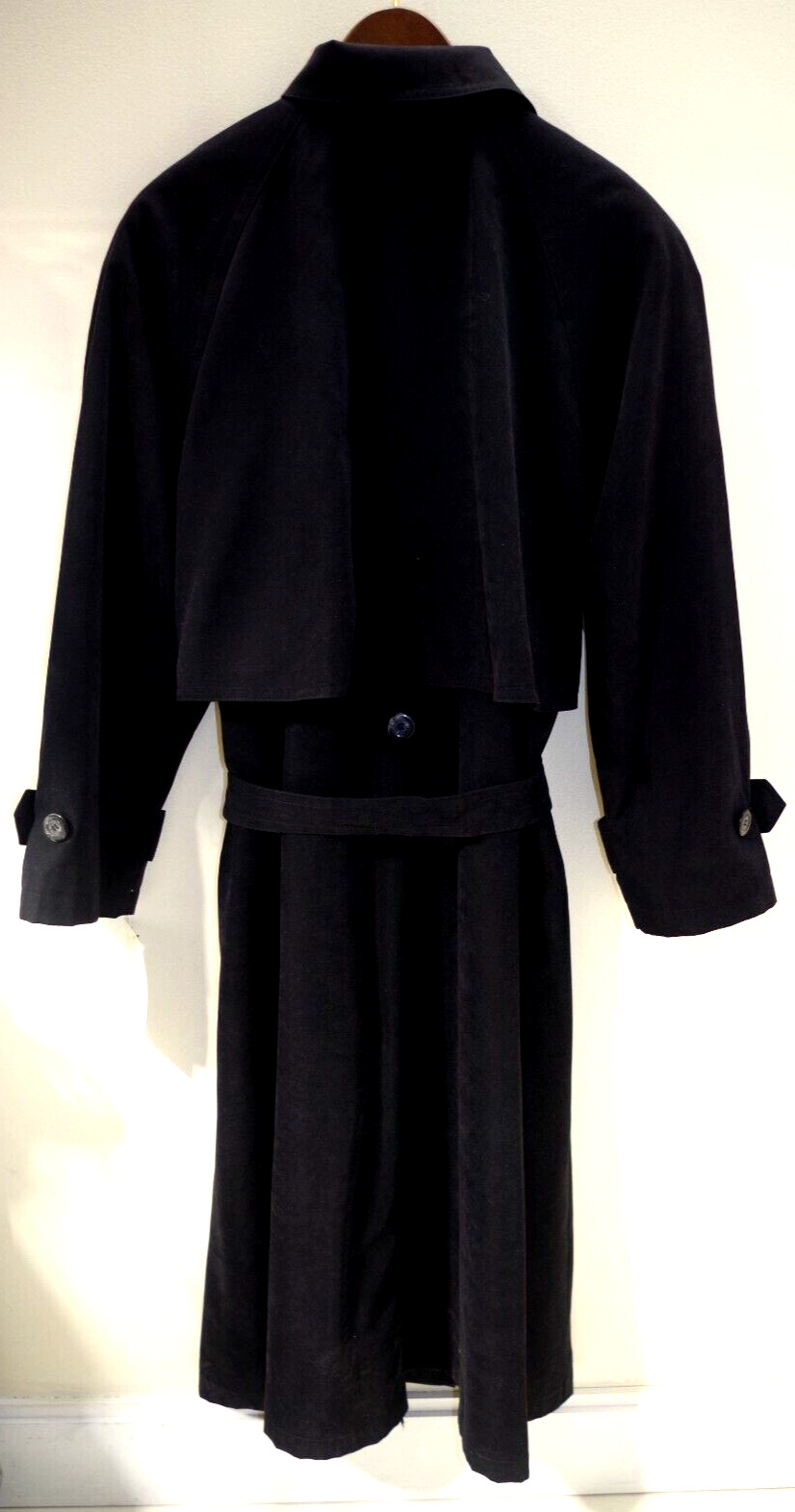 10B NWT Gallery All Seasons Coat Belted Black Woman 20W Moss Microfiber Trench