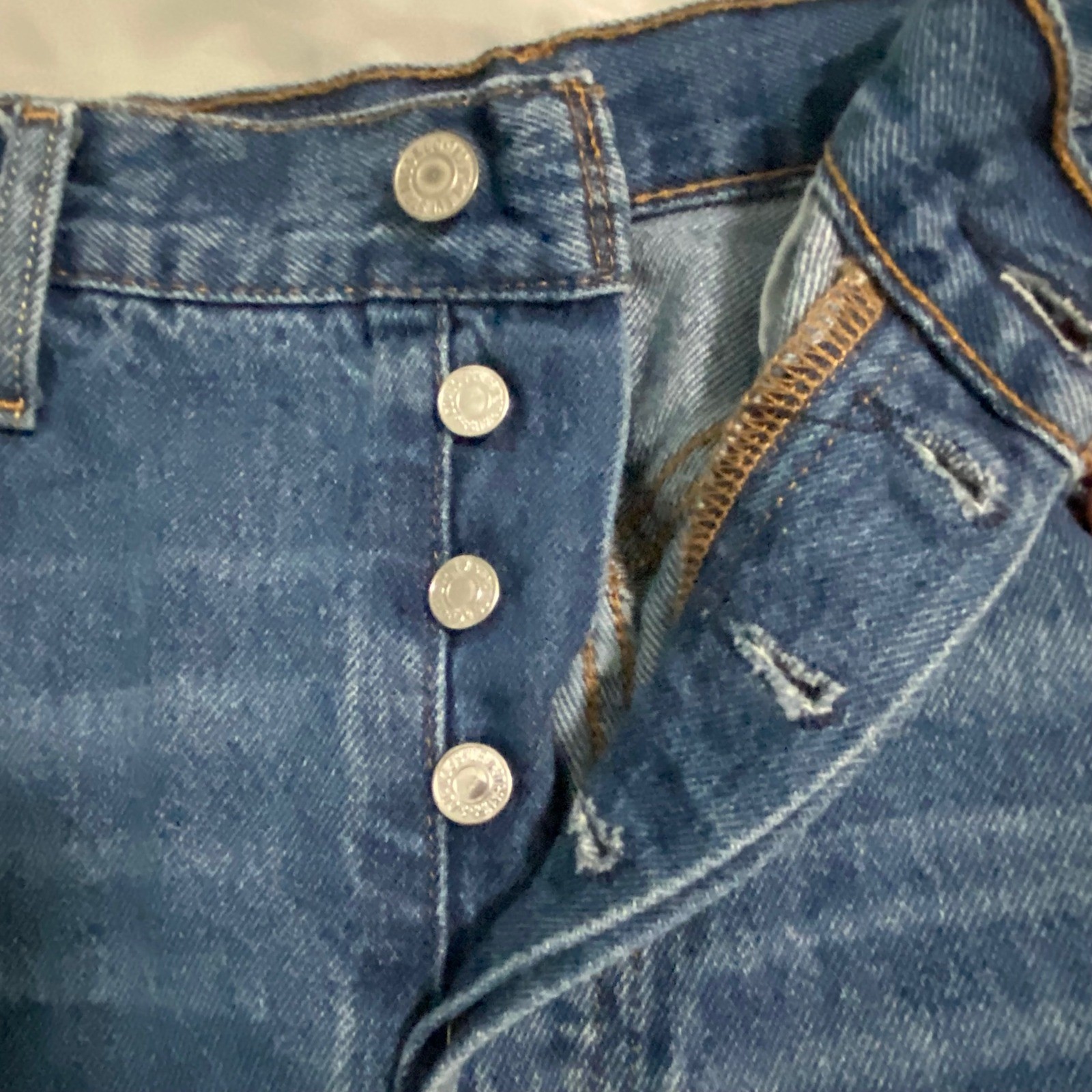 Levis Premium 501 Original Fit Jeans Mens 29×30 Med Wash Blue Button Fly Big E