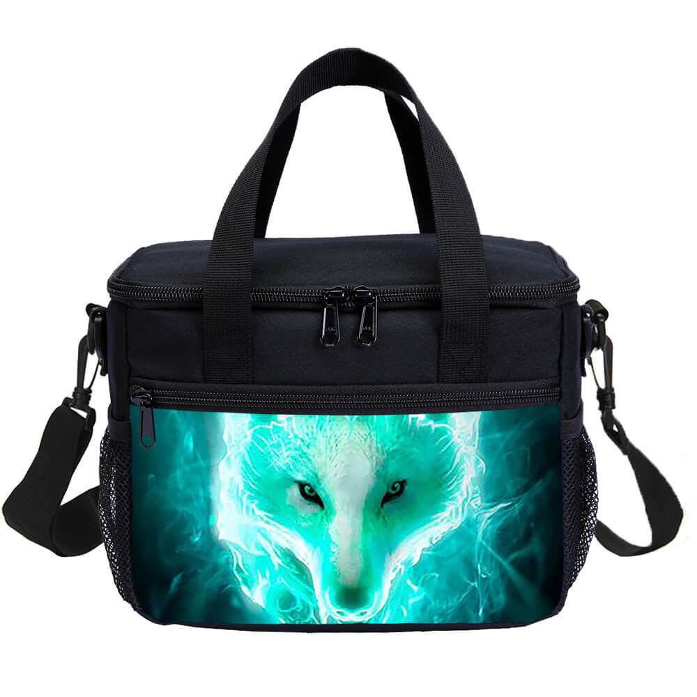 Cool Green Wolf Kids School Backpacks Cooler Lunch Bag Pen Case Shoulder Bag Lot