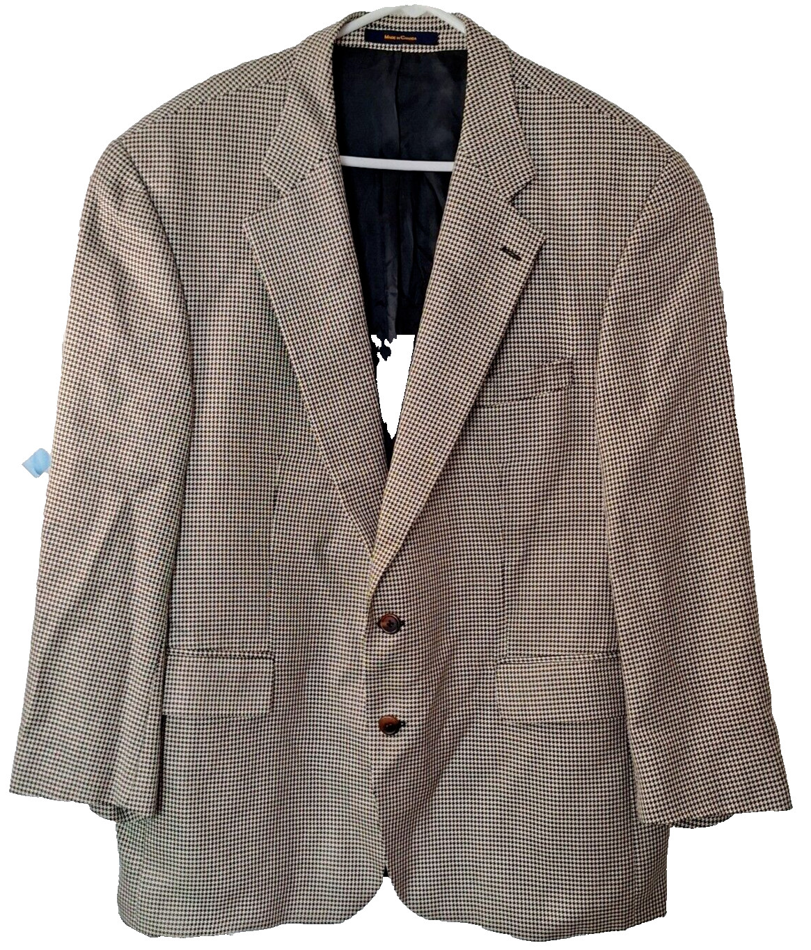 Blazer 46R Sport Coat Jacket 52% Silk 48% Wool Hounds-Tooth Academia Classic