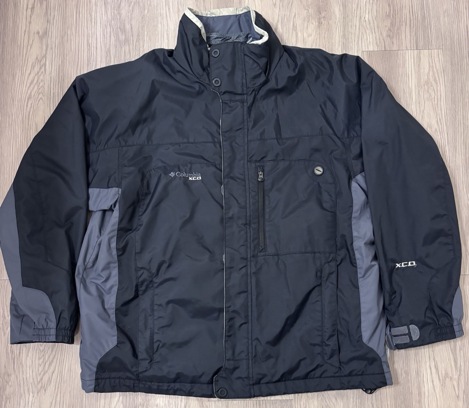 Columbia Jacket Mens L Black Full Zip 2in1 Shell With Detachable Liner