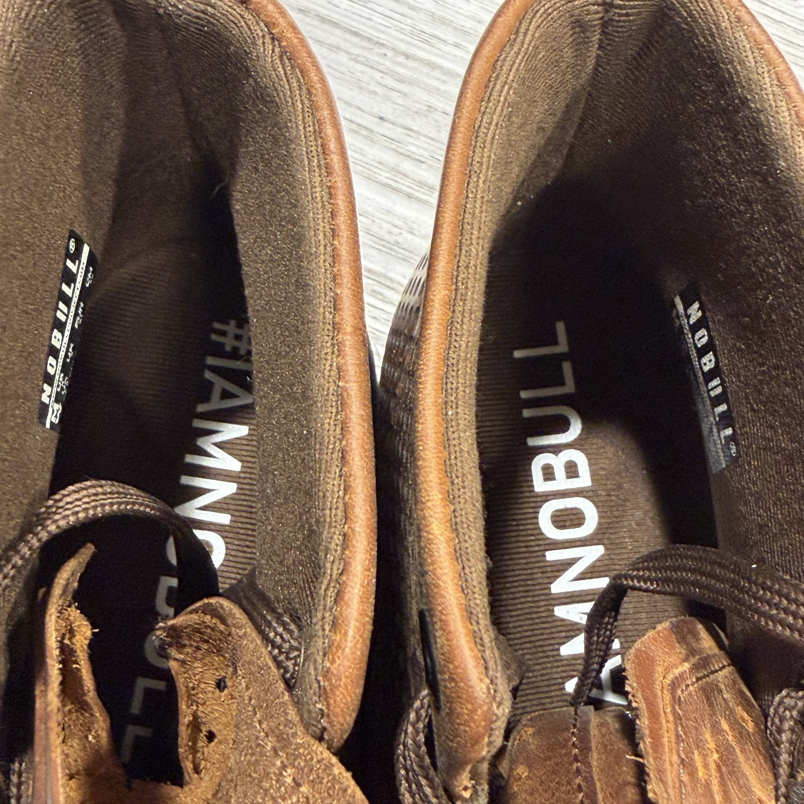 NOBULL High-Top Trainer Coffee Perforated Leather Brown Gum Sole Mens Size 8