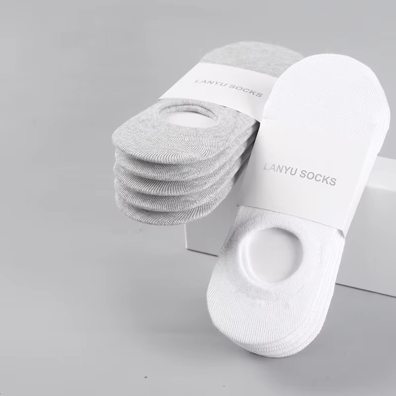 5 Pairs Men Invisible Boat Socks Cotton No Show Ankle Sock Slippers AntiSlip Lot