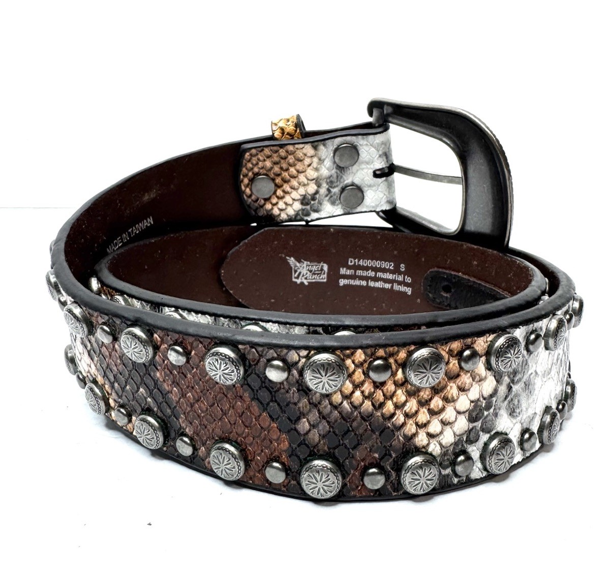 Angel Ranch D140000902 Womens Python StudsEdge Western Belt Multi- S Size