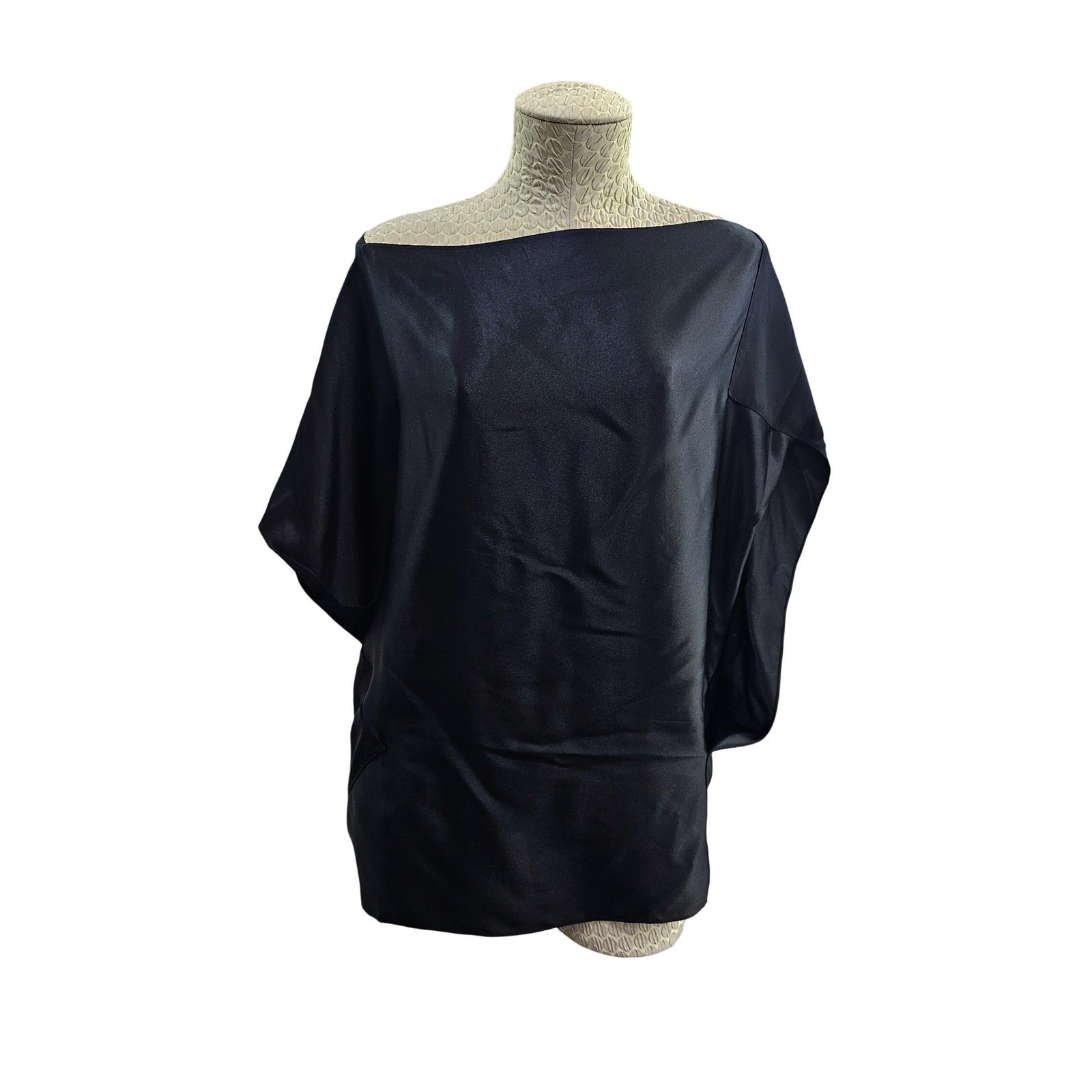 Barbara Bui Silk Blouse Womens 40 Black Batwing Dolman Sleeve Boat Neck Designer
