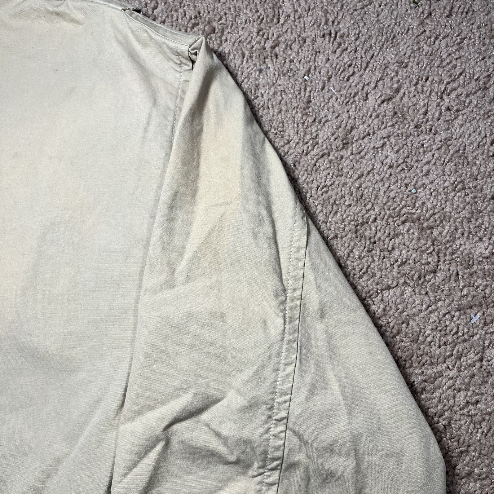 vtg Nautica Jacket Mens XL Beige Bomber Zip Up Cotton Lined Classic