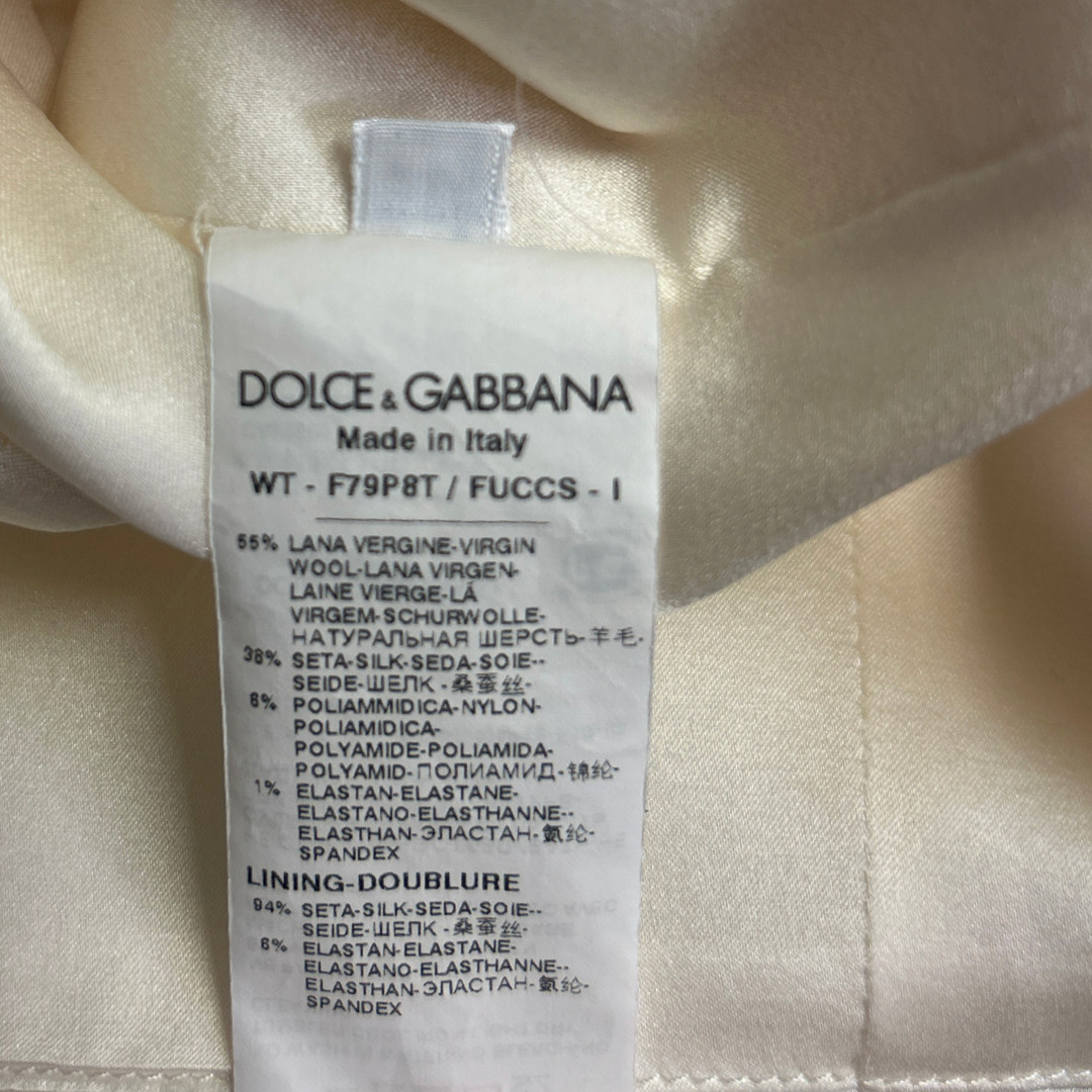 Dolce & Gabbana Cream Wool and Silk Waist Coat Top, size UK14