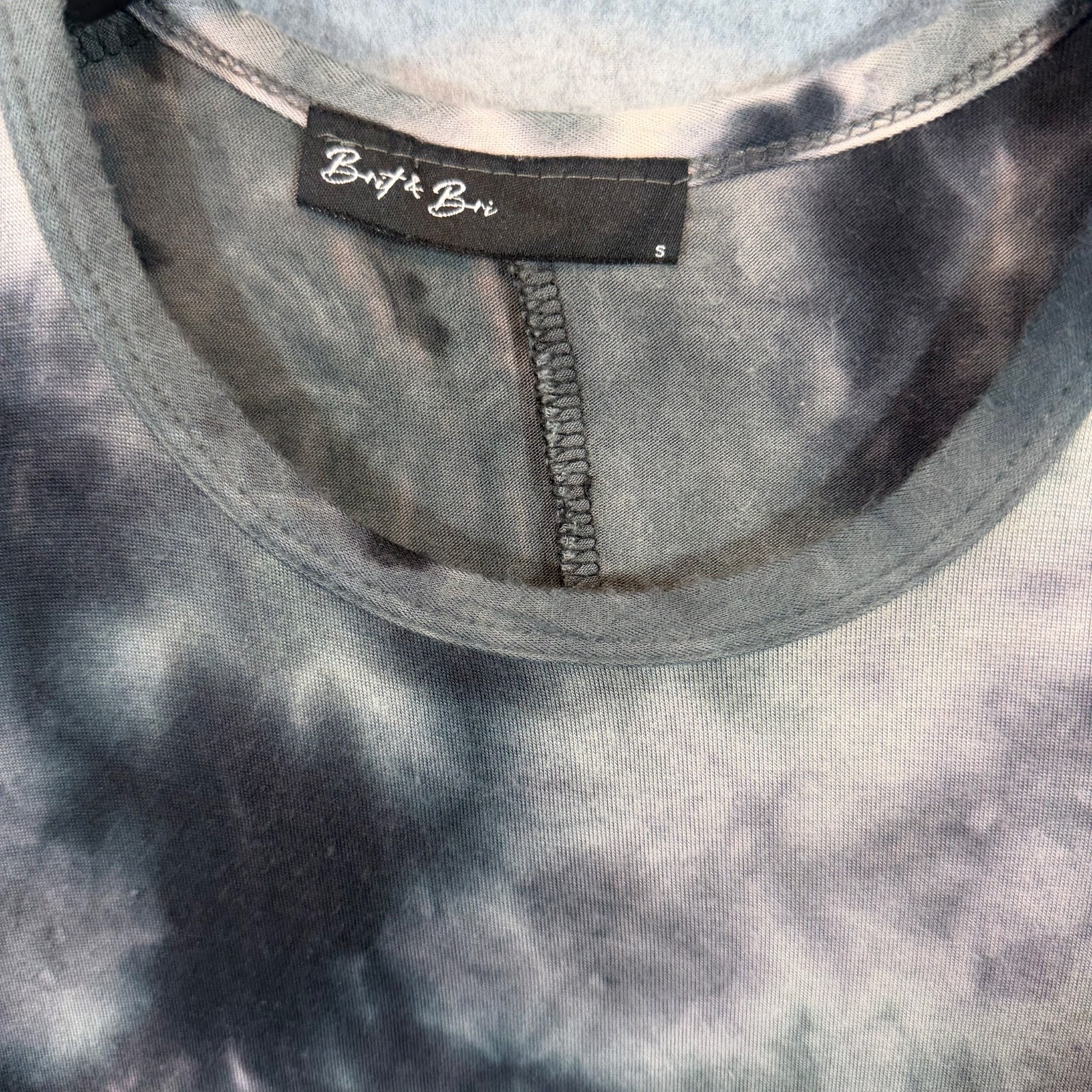 Byt & Bro Womens Small Tie Dye Dress Gray Black Short Sleeve Stretch Mini