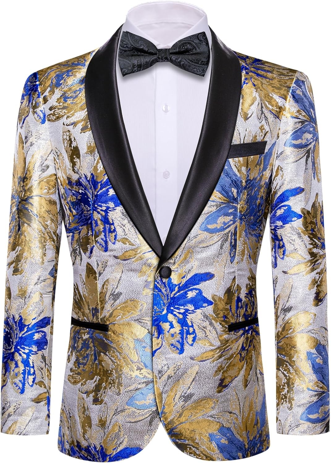 Men’s Floral Paisley One Button Blazer Tuxedo Jacket for Carnival Party Gift