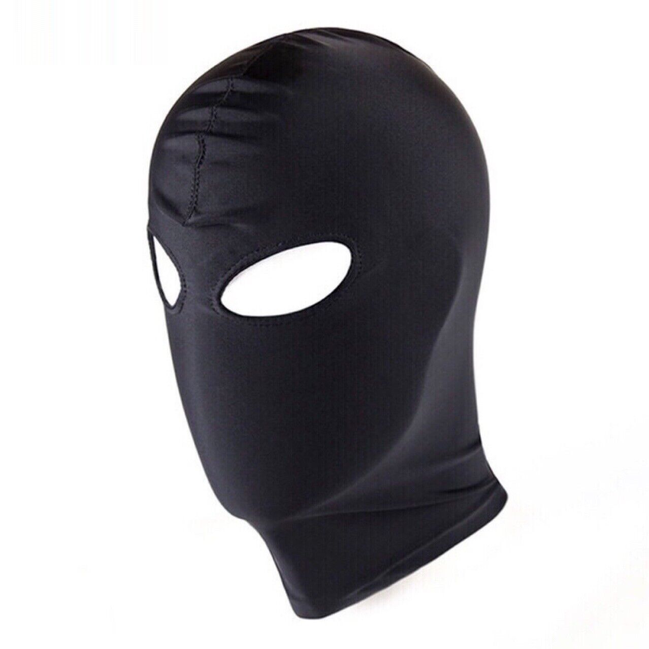 Black Spandex Full Hood Face Head Cover Role Play Sexy Unisex Mask Slave Costume