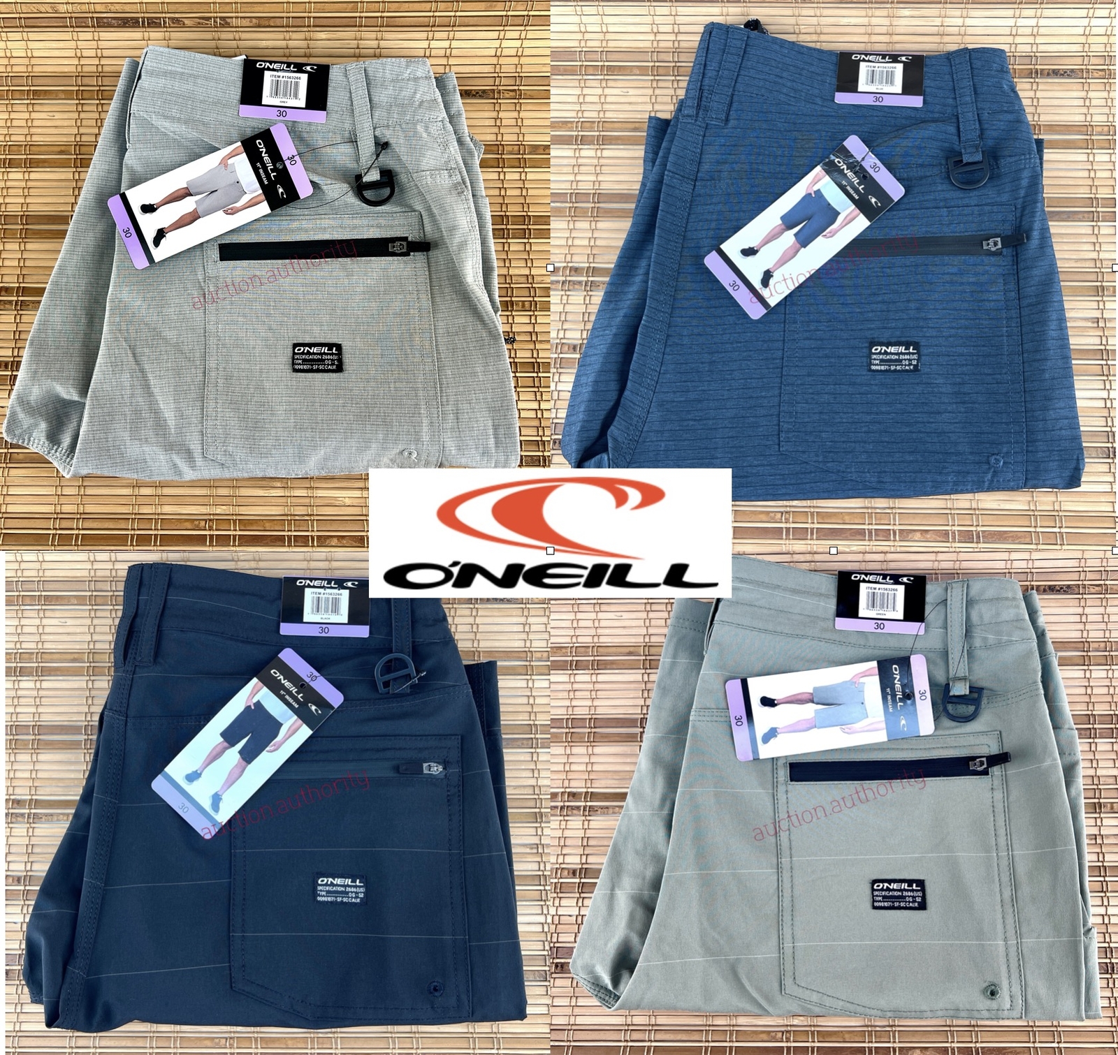 New ONeill Hybrid Crossover Quick Dry Shorts Mens Grey Blue Grey Black ALL SIZES