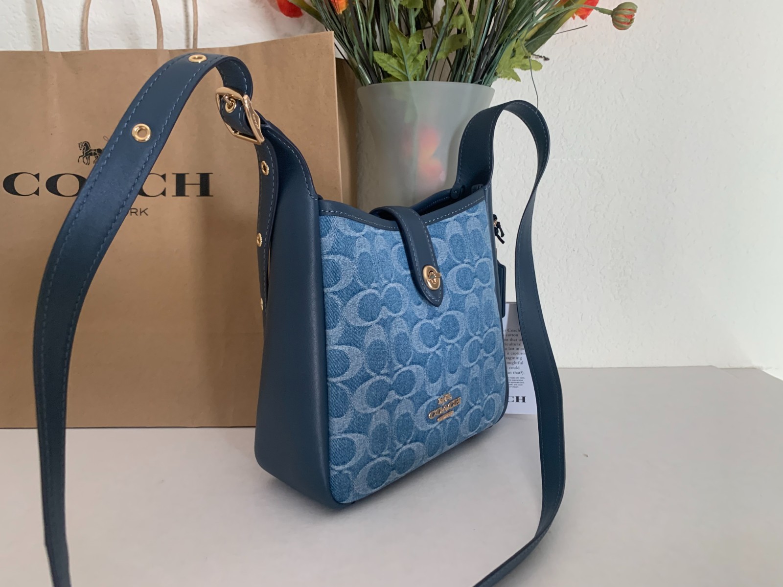 NWT Coach CCZ44 Hadley Mini Crossbody Bag In Signature Denim & Leather Indigo