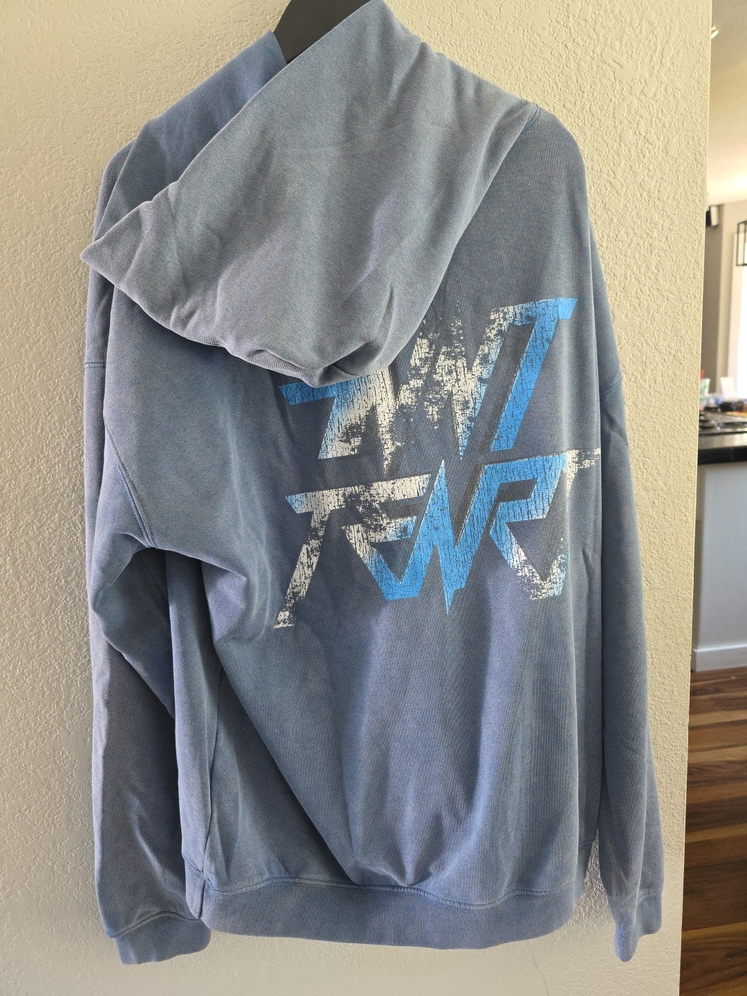Saint Tears Chainsaw man over sized hoodie XL stone washed blue