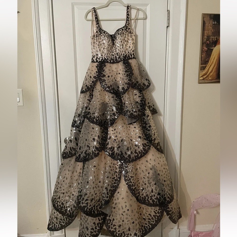 Custom Made Sequin Petal Prom Gown Formal Dress Size 2