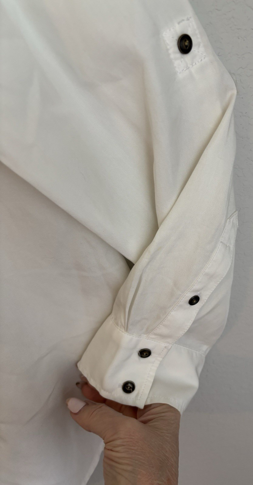 Express Boyfriend Utility Shirt White Oversized Tab Sleeves Size S School
