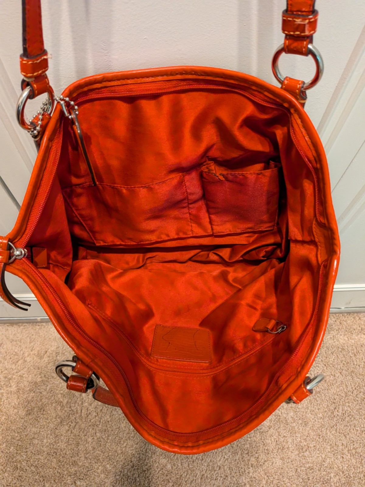 Coach Large Horse & Carriage Red Shoulder Handbag Leah L0926-F14665