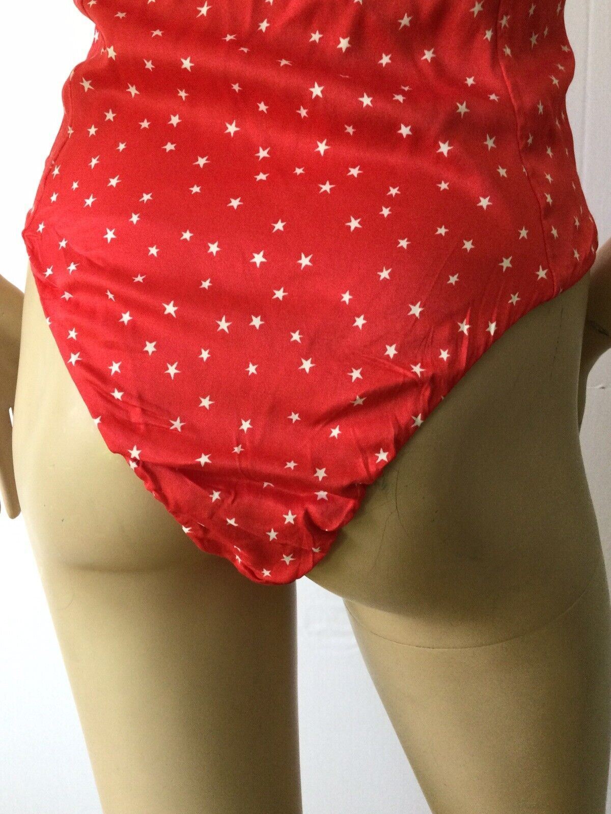NEW ZARA Red & White Star Lace Up Snap Crotch Bodysuit (Size XS)