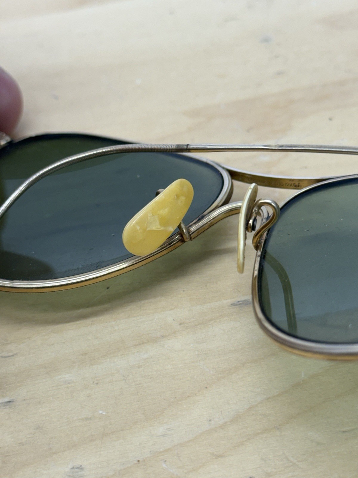 American Optical AO Cool Ray Ful-Vue Green Aviator 1/10 12k GF w/Case WWII Vtg