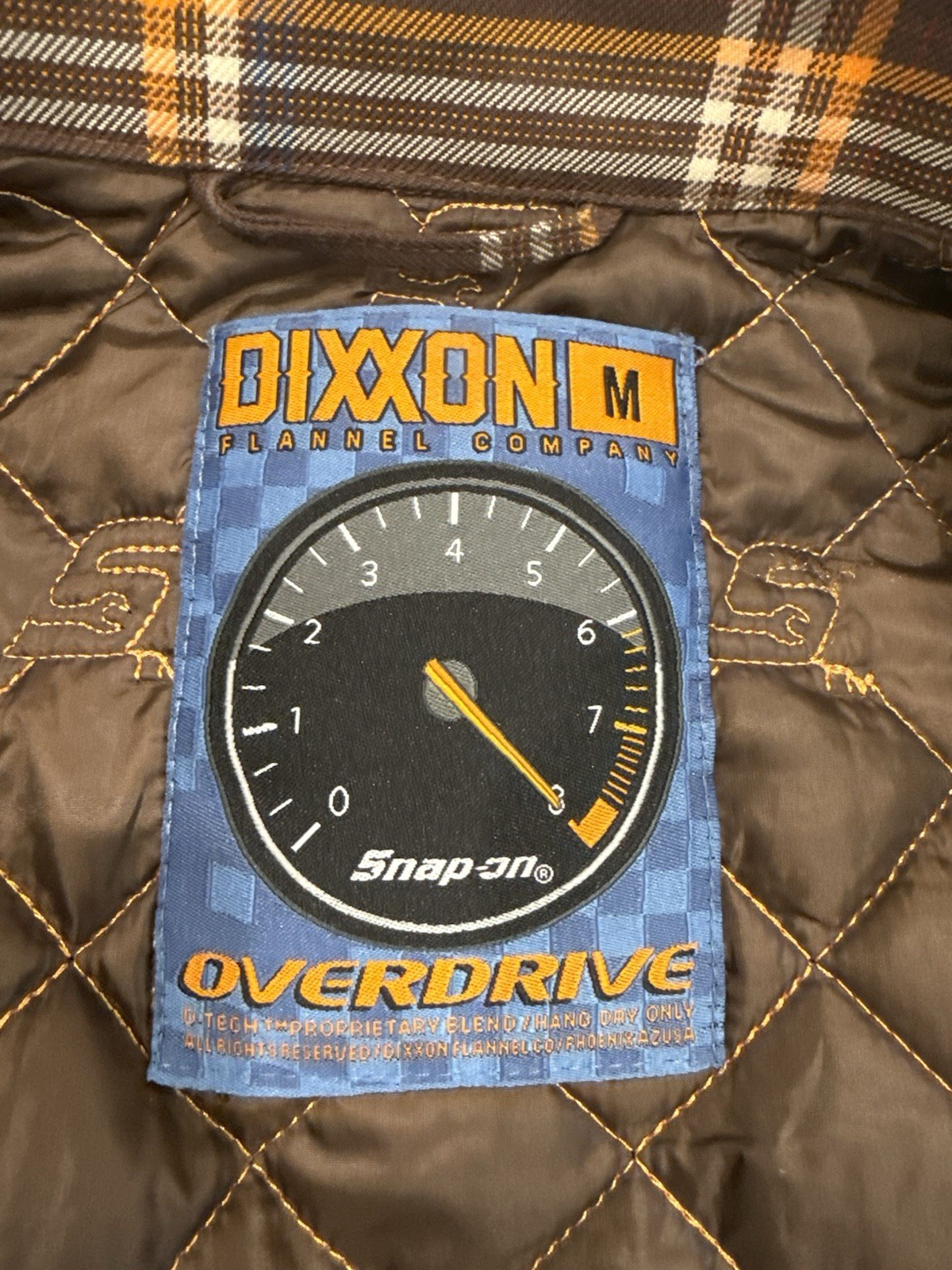 Dixxon Snap on Flannel jacket medium Mens Yellow Brown Plaid