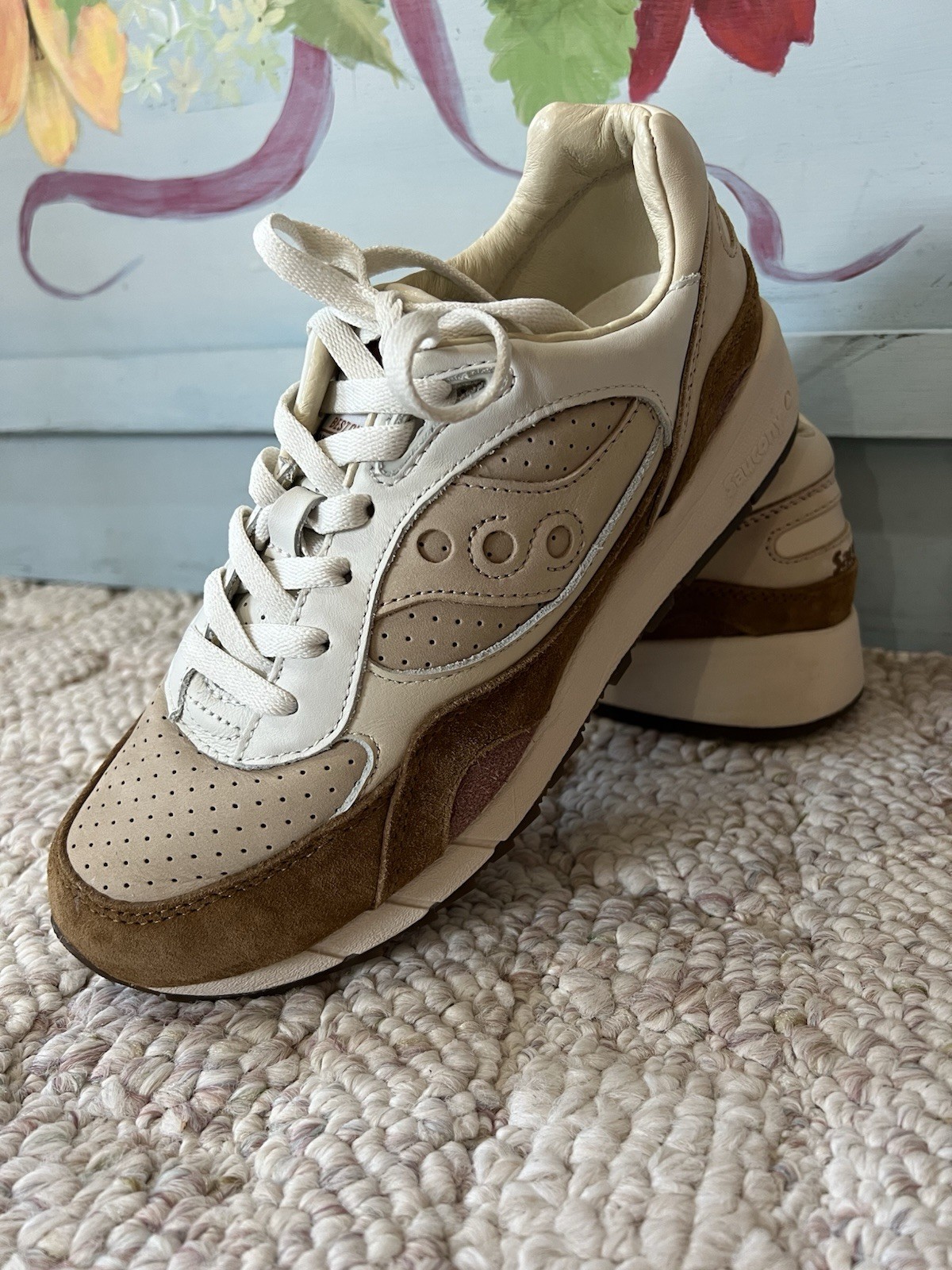 Saucony Shadow 6000 Beige Rust Sneakers Mens Shoes Size 8 Brown Tan S70775-1