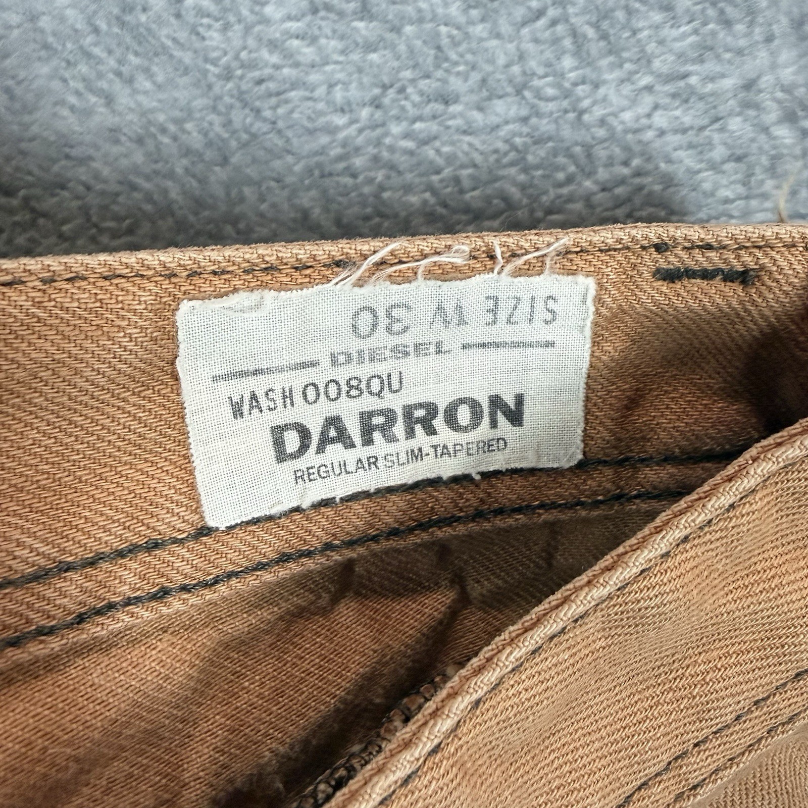 Diesel DARRON Jeans Mens 30×31 Tan Brown 3D Regular Slim Tapered Denim EUC