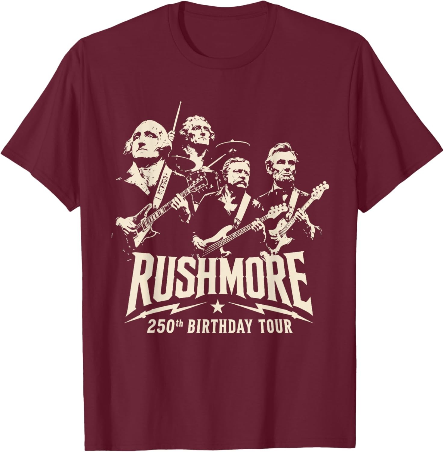 Funny Mount Rushmore 250th Birthday Tour Rockstar Graphic T-Shirt