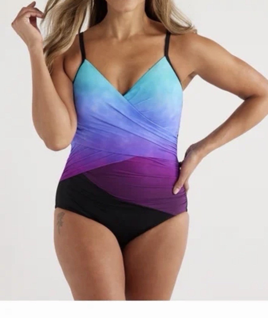 Embrace Your Curves™ by Miracle Brands®Women’s Makenna Ombre Wrap Swimsuit 1x