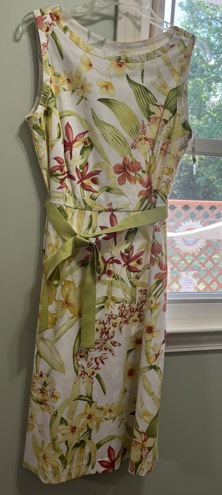 Uniform John Paul Richard Women’s Floral Sheath Dress Belted Zip Knee NEW SZ 12