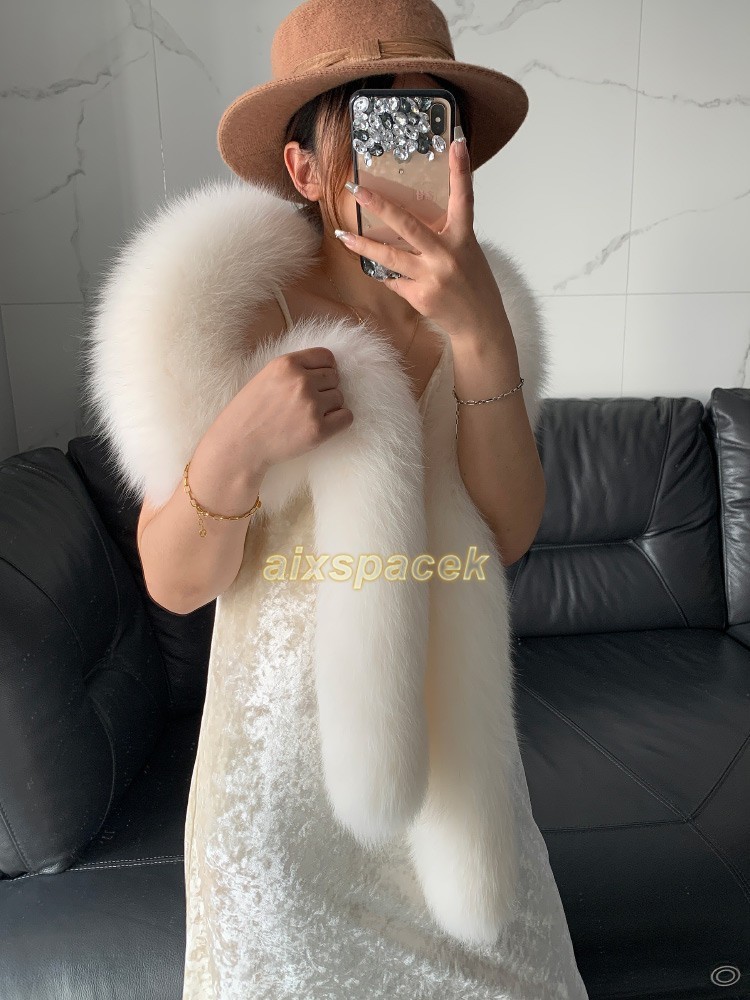 Women’s Real Fox Fur Scarf Shawl Winter Warm Long Scarves Fur Collar Neck Warm
