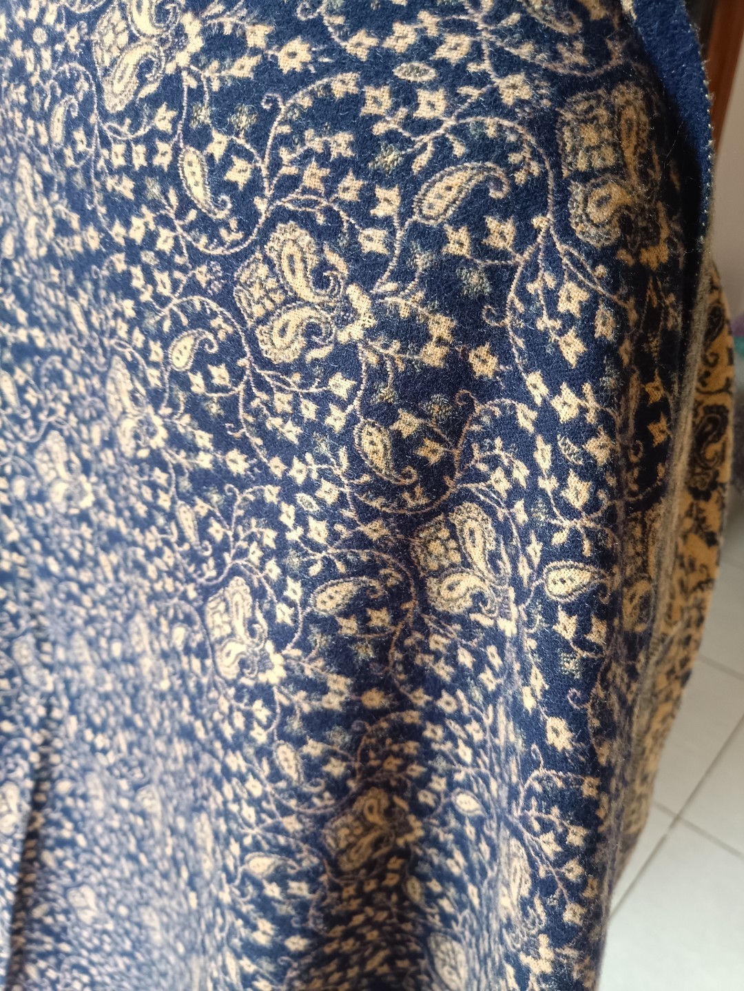 navy blue Yak Wool Yoga Shawl Handmade Reversible Soft Warm Wrap 100x200cm