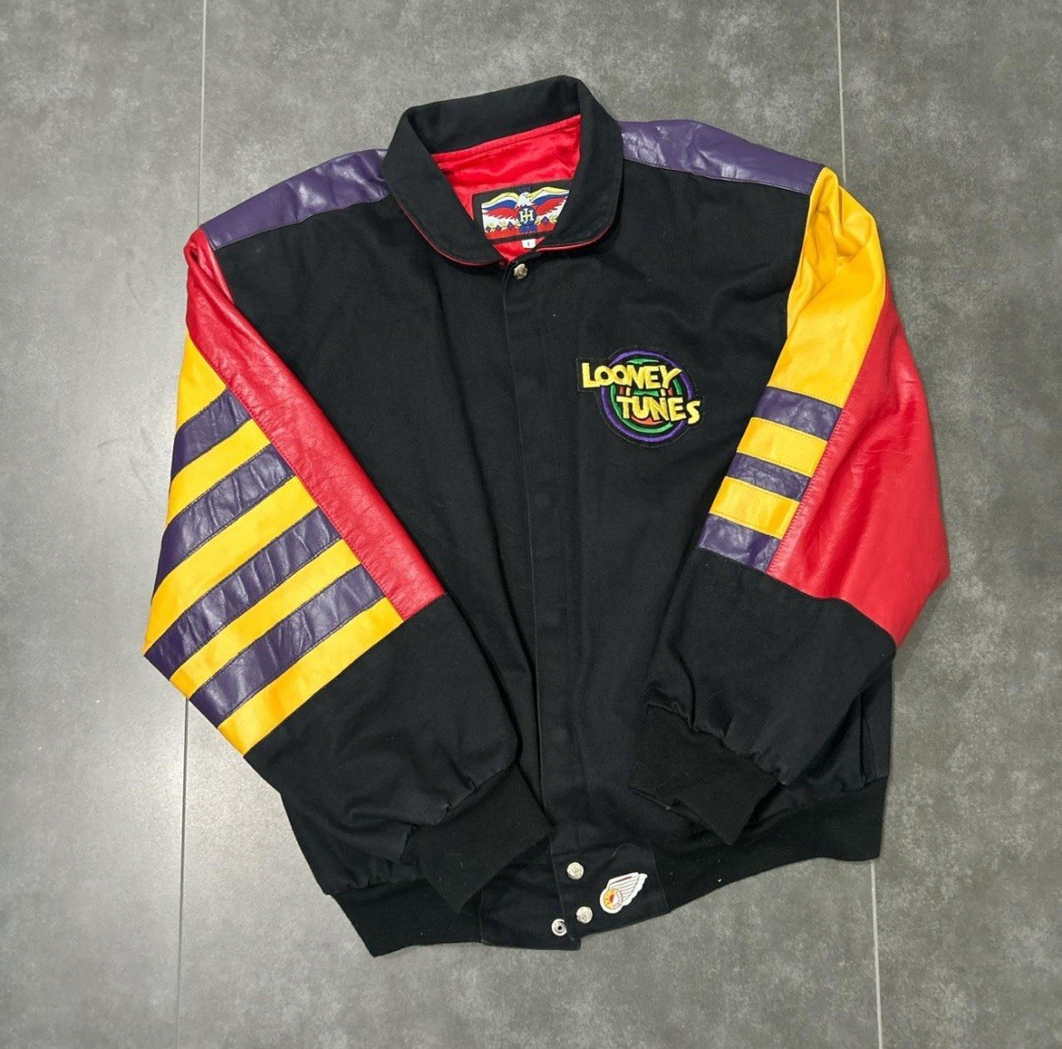 Vintage Looney Tunes Men’s Embroidered Varsity Jacket by Jeff Hamilton