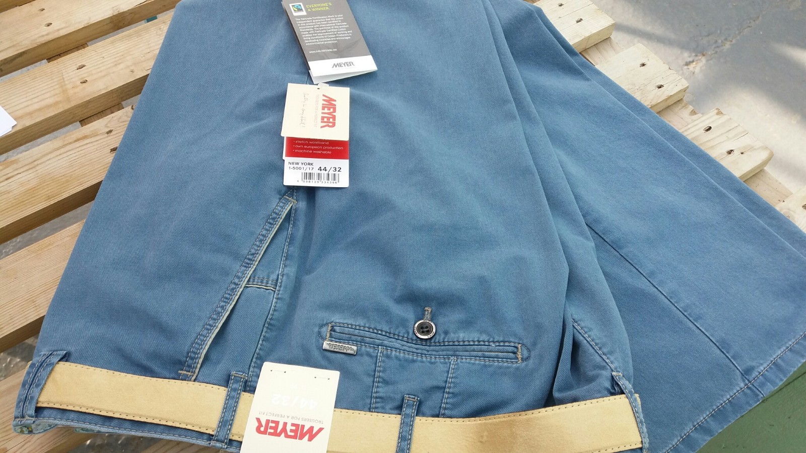 Meyer blue Cotton New York Chinos 1-5001/17 for Big Men 42″44″46″48″50″52″