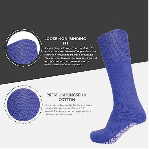 Wholesale lot Men Gripper Non Skid Diabetic Crew Socks Non Binding Loose Fit Top