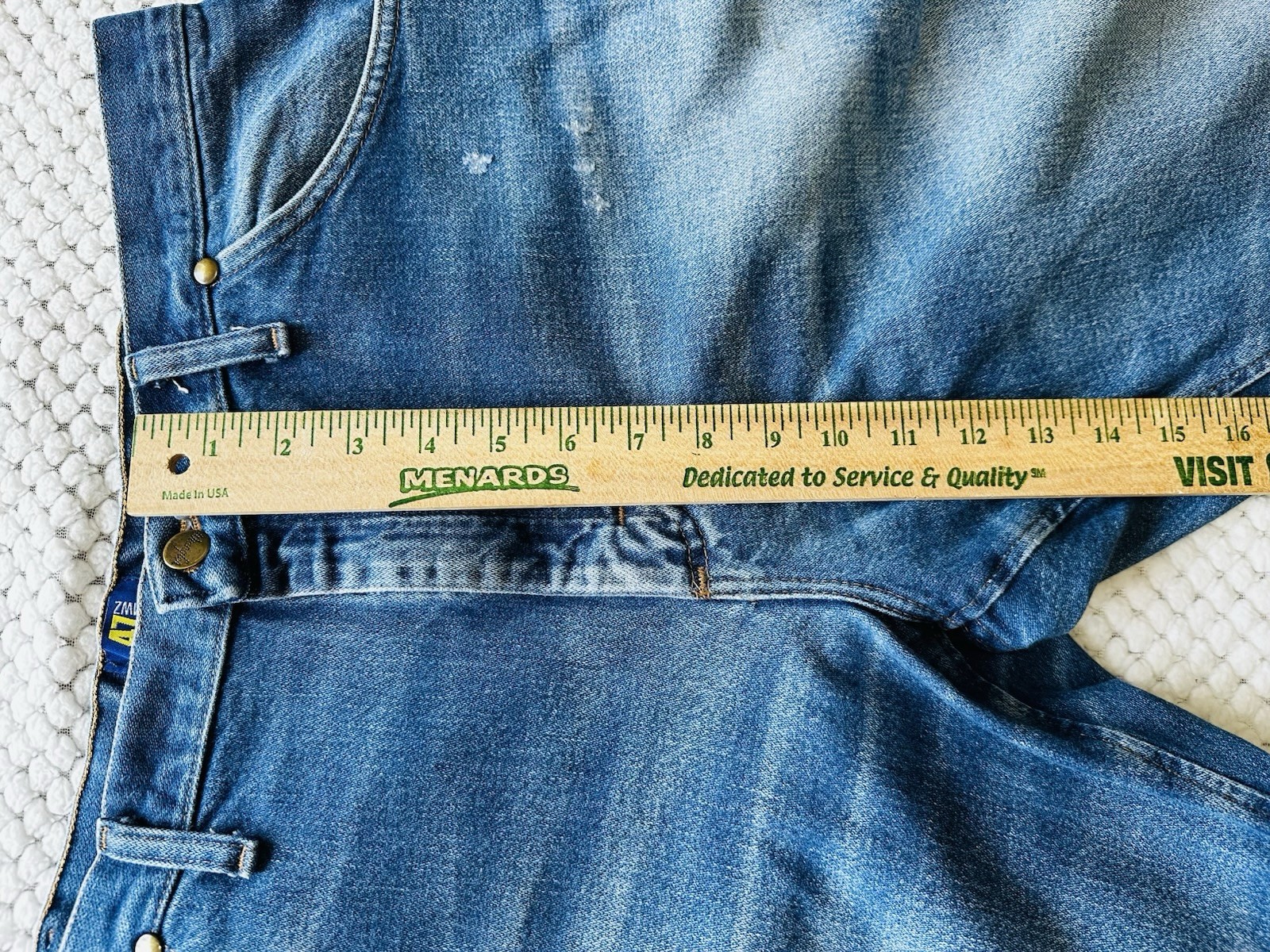 Wrangler 47MWZ Mens 38×30 Distressed Regular Fit Cowboy Denim Blue Jeans