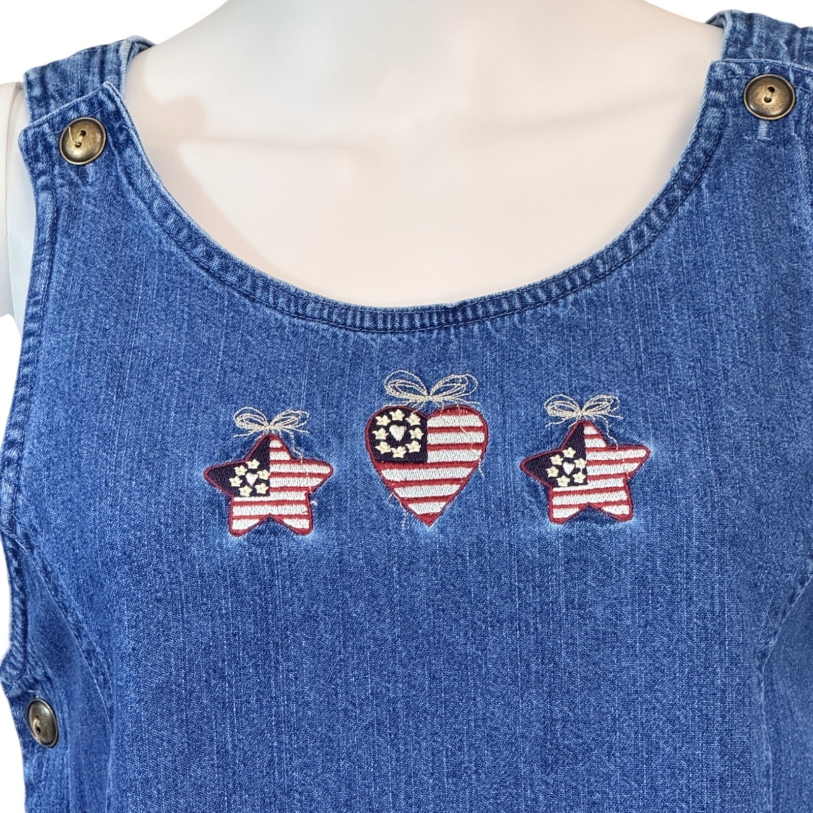 Christopher & Banks Womens Denim Jumper Dress Blue S 100% Cotton Patriotic