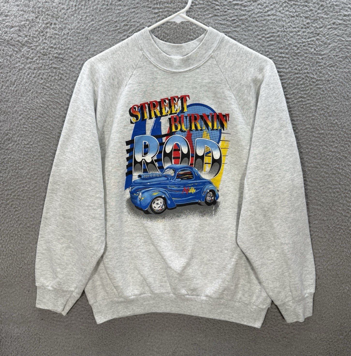 Vintage Fruit Of The Loom Sweatshirt Adult XL Gray Crewneck Classic Cars 90s
