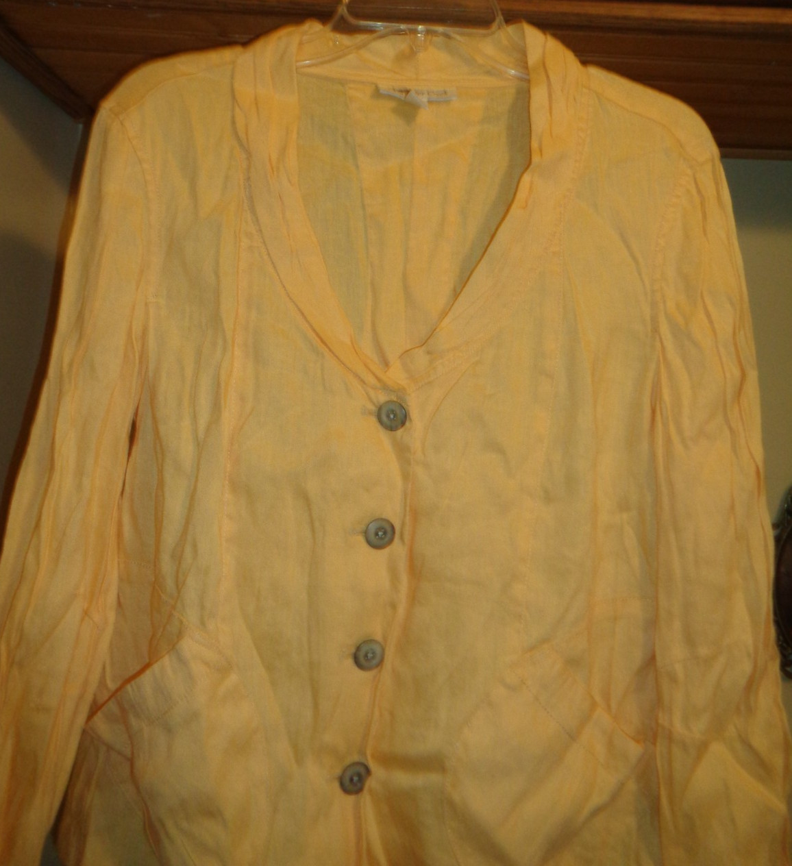 COLDWATER CREEK YELLOW SHAWL COLLAR LINEN “BYE” BLAZER JACKET NWT $99 SZ 10