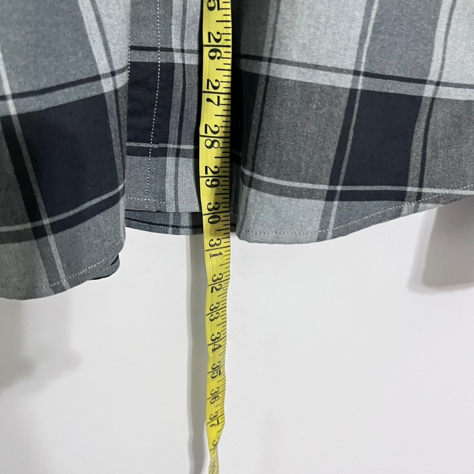 Express Mens Twill Canvas Shacket Shirt Size XL Grey Plaid Button Snap Zip
