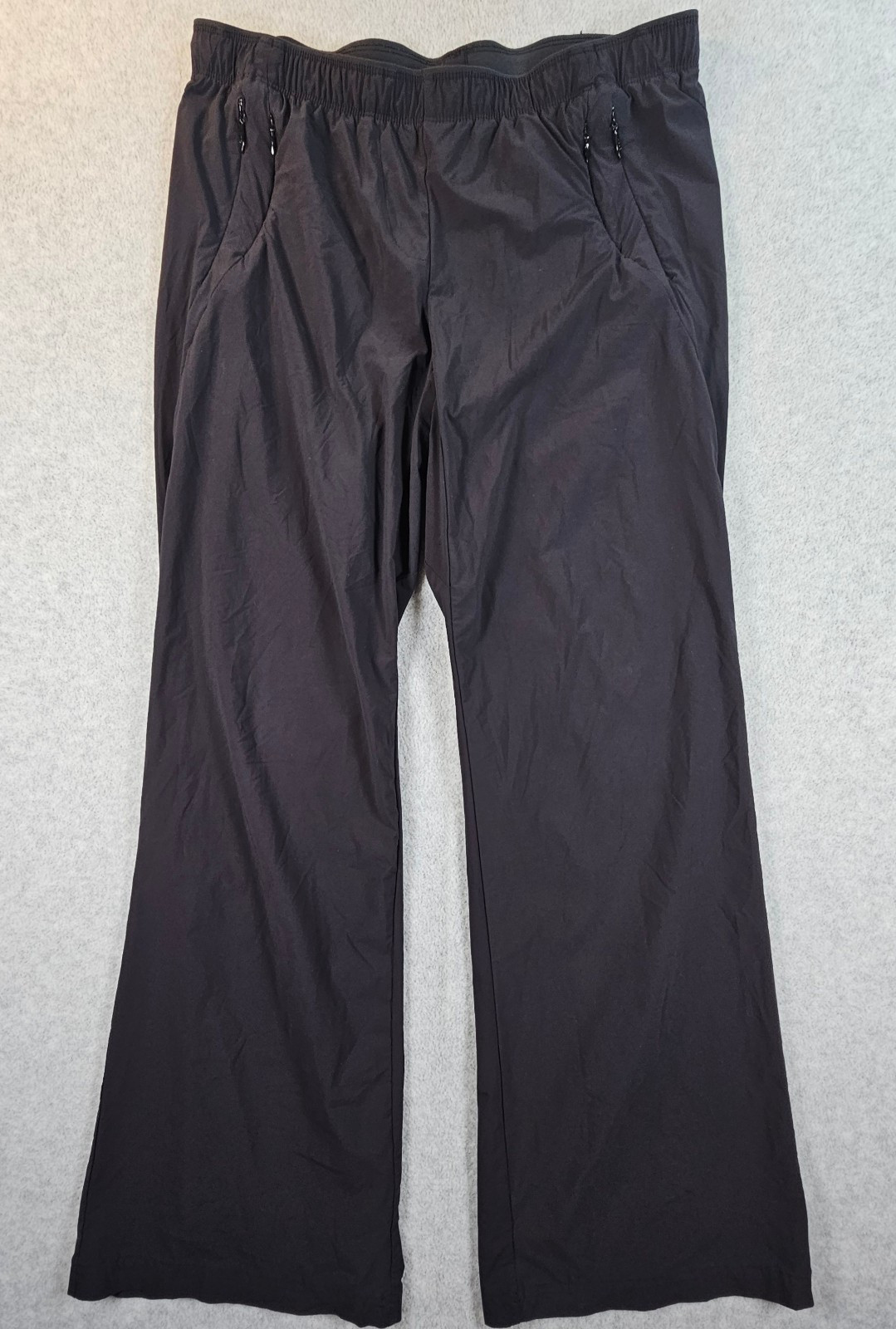 Paskho Travel Pants Womens Size M Black Wide Leg Stretch Drawstring Eco Fabric