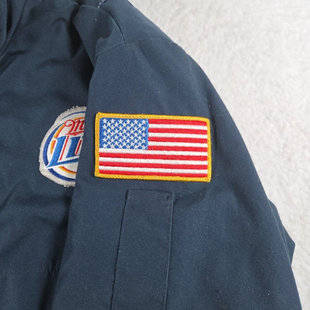 Vintage 90s Riverside Masterliner Bomber Jacket Sz L Miller Lite Blue Thinsulate