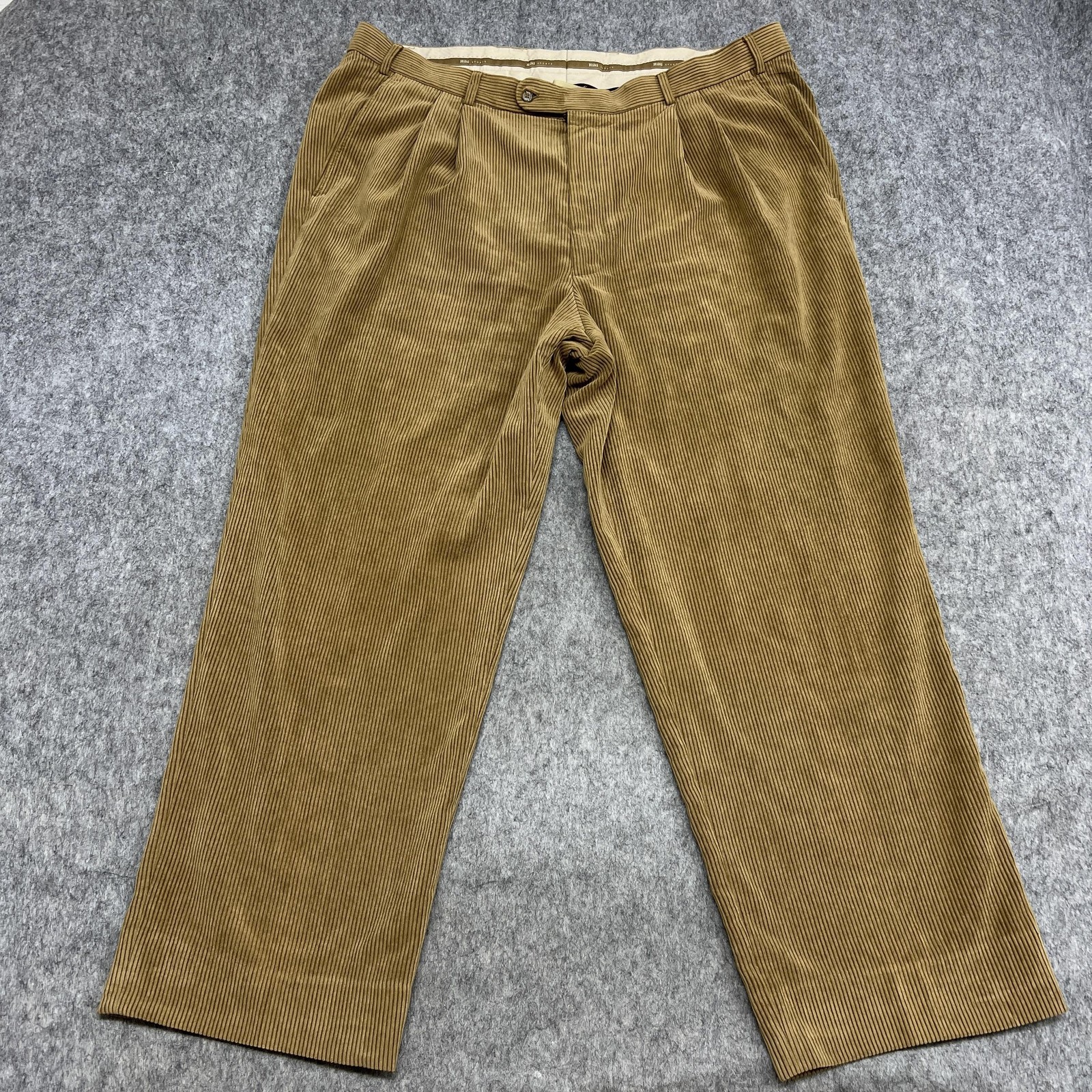 Hiltl Sports Pants Mens 44×30 Beige Corduroy Pleated Newport Dress Made Germany