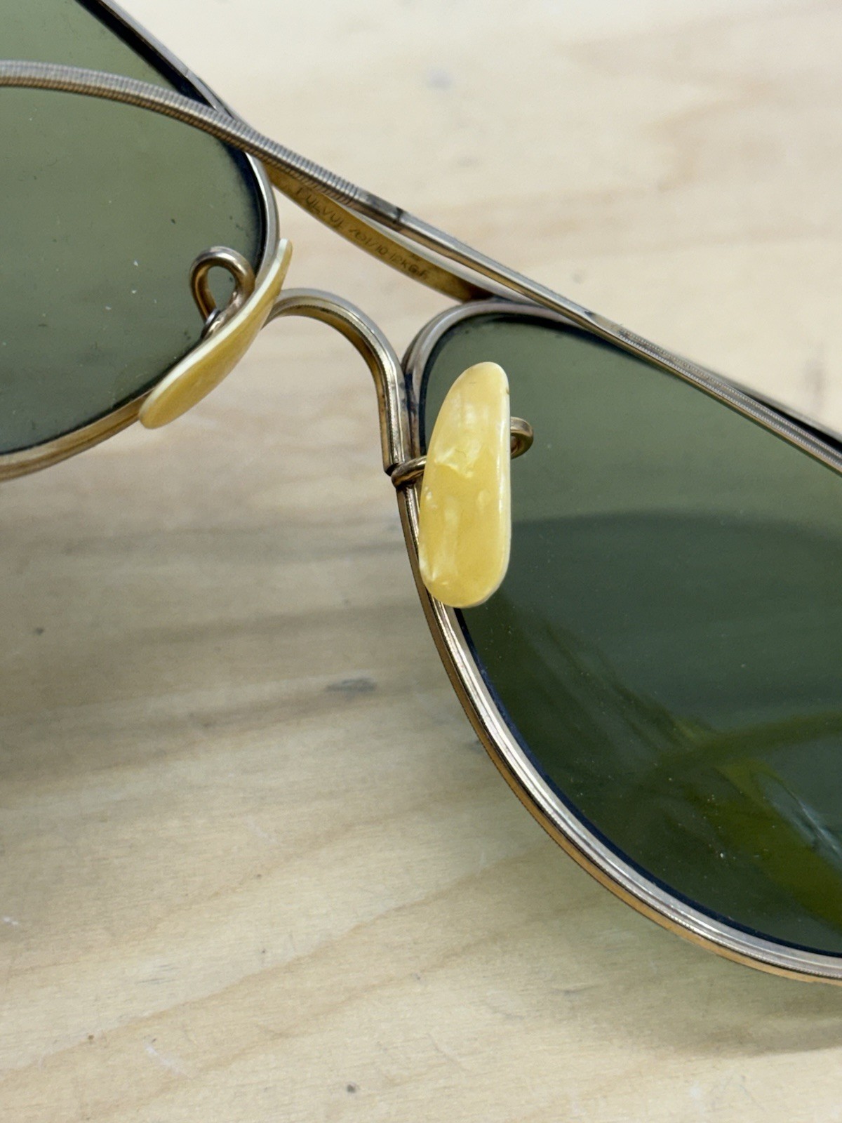 American Optical AO Cool Ray Ful-Vue Green Aviator 1/10 12k GF w/Case WWII Vtg