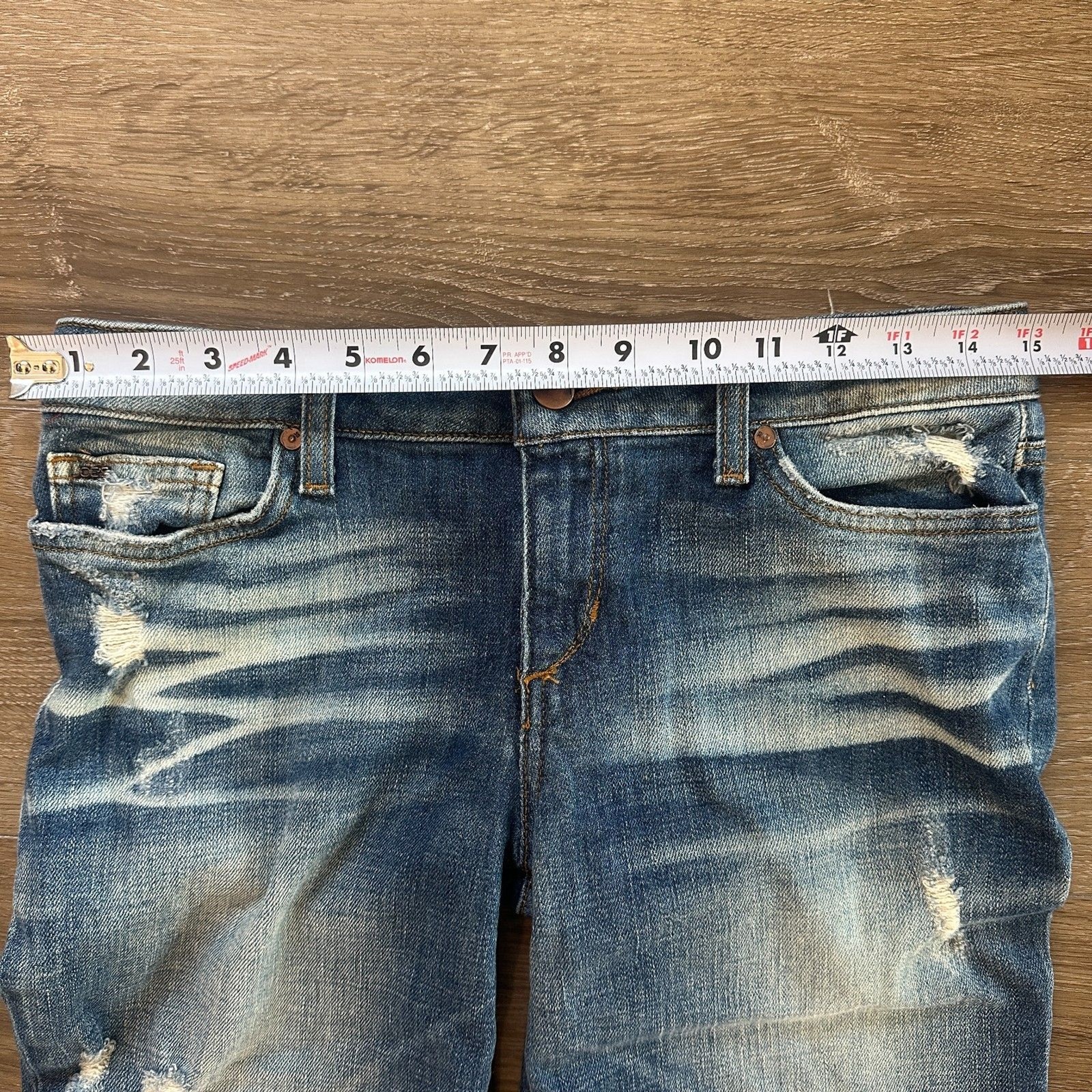 Distressed Raw Hem Bootcut Curvy Denim Jeans Phoebe Wash W28