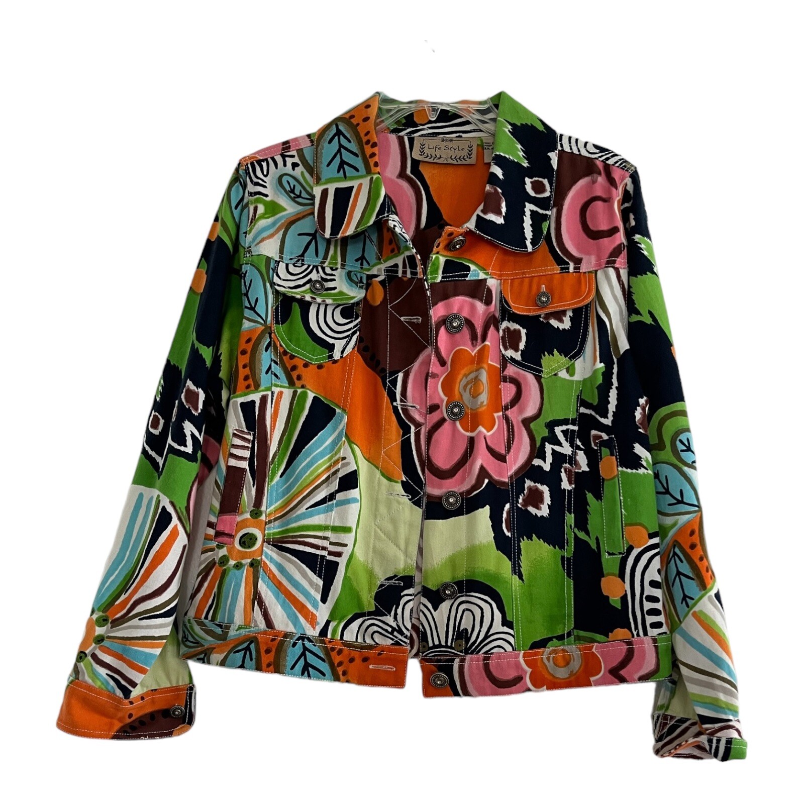 Life Style Sz L Jacket multi-colored, jean jacket texture