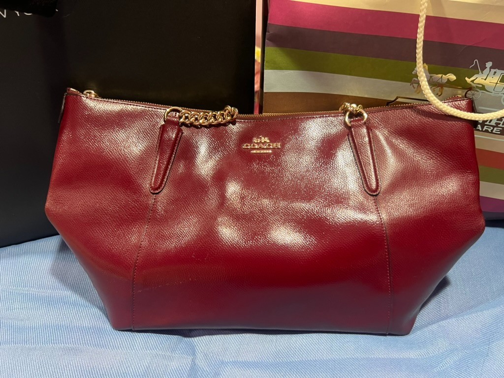 Coach Ava Chain Tote in Rich Red Leather (STYLE F87775)