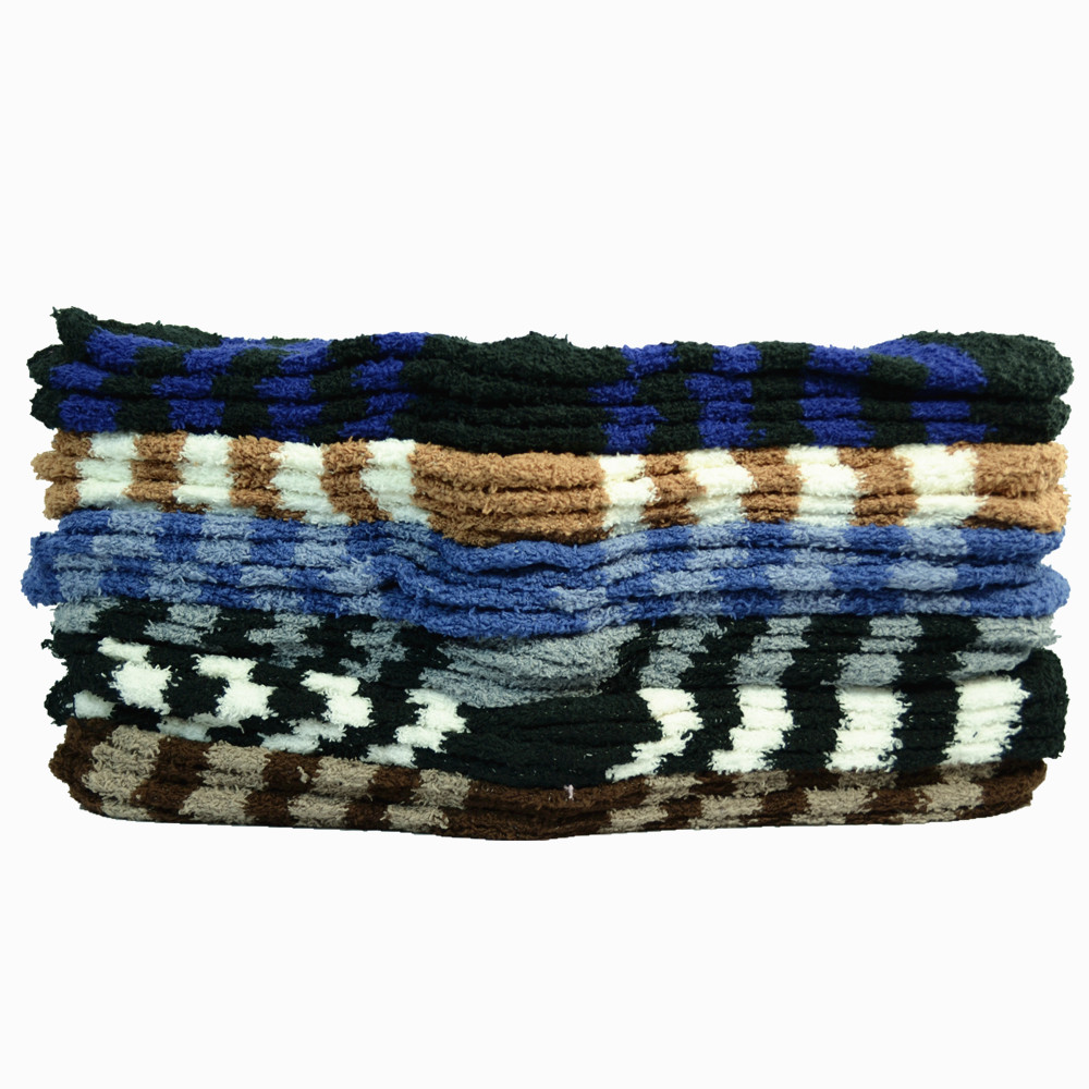 3-10 Pair For Mens Soft Cozy Fuzzy Socks Striped Solid Winter Home Slipper 10-13